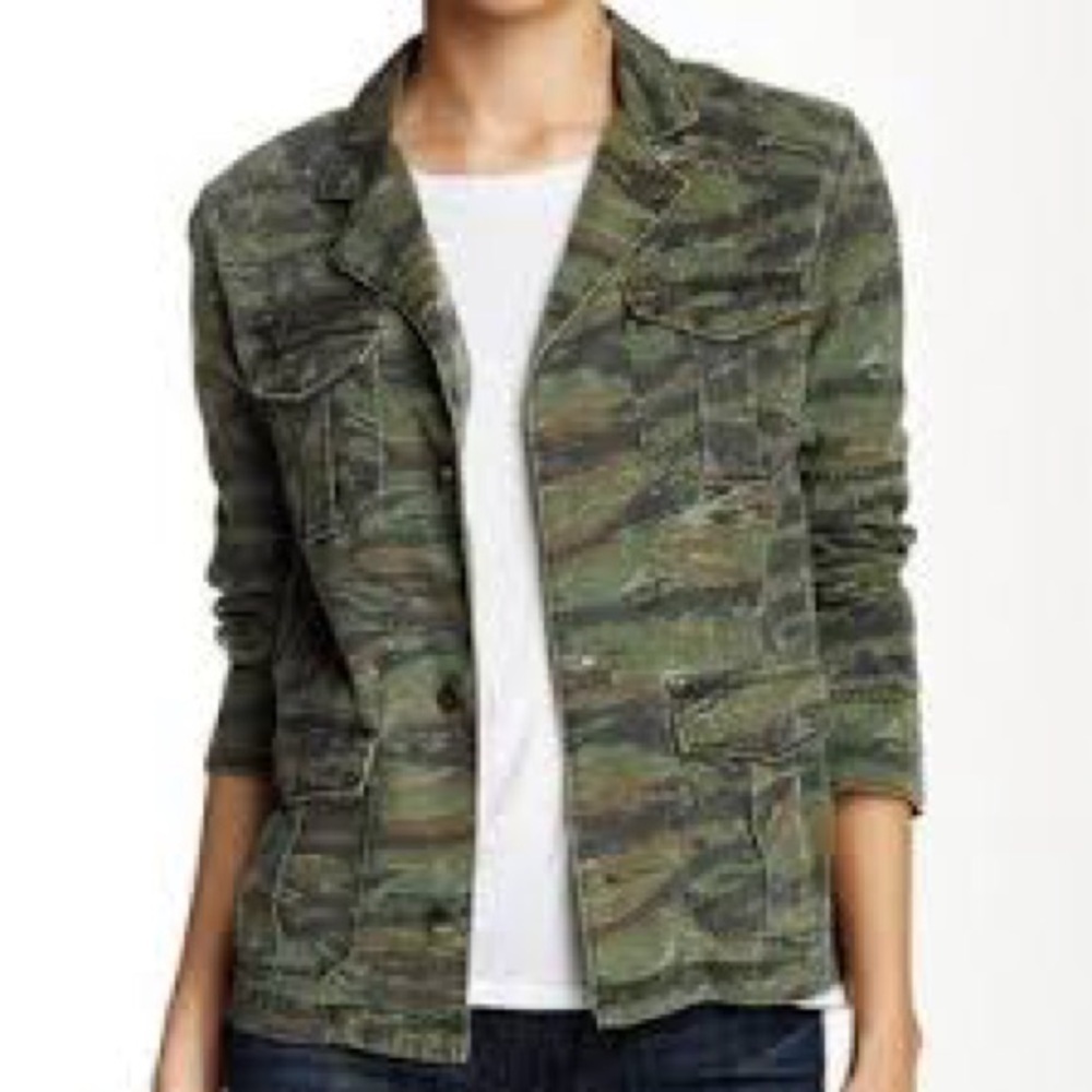 Pam & Gela Green Camouflage Utility Jacket,Petite Size P XS